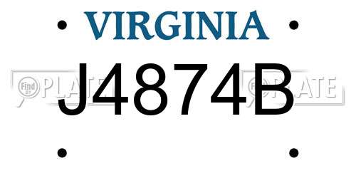 J4874B Virginia License Plate