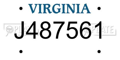 J487561 Virginia License Plate