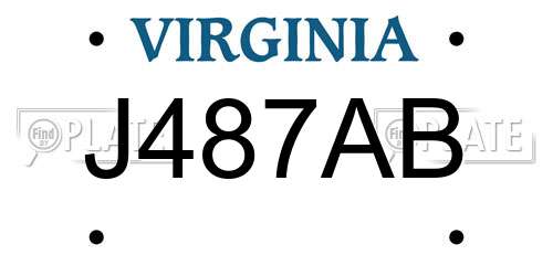 J487AB Virginia License Plate