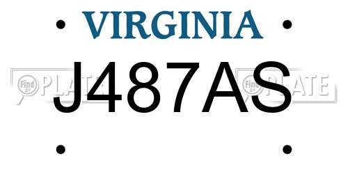 J487AS Virginia License Plate