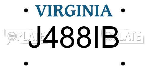 J488IB Virginia License Plate