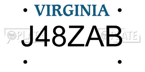 J48ZAB Virginia License Plate