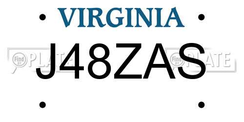 J48ZAS Virginia License Plate