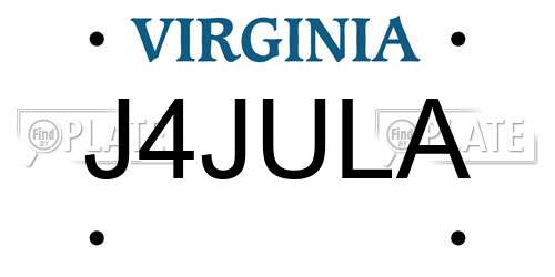J4JULA Virginia License Plate