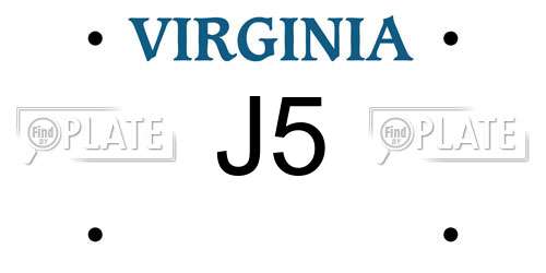 J5 Virginia License Plate