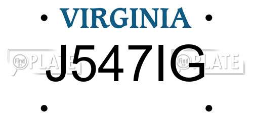 J547IG Virginia License Plate