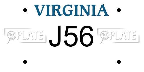 J56 Virginia License Plate