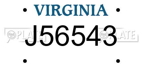 J56543 Virginia License Plate