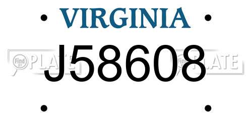 J58608 Virginia License Plate
