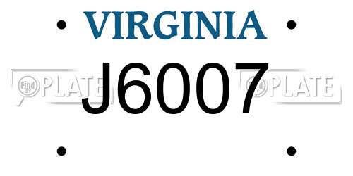 J6007 Virginia License Plate