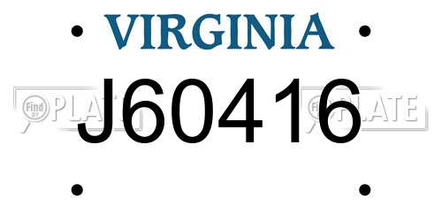 J60416 Virginia License Plate