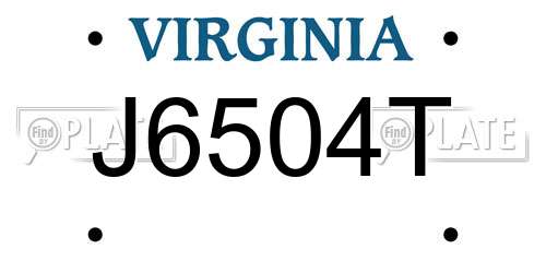 J6504T Virginia License Plate