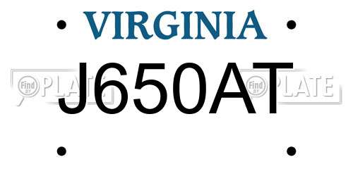 J650AT Virginia License Plate