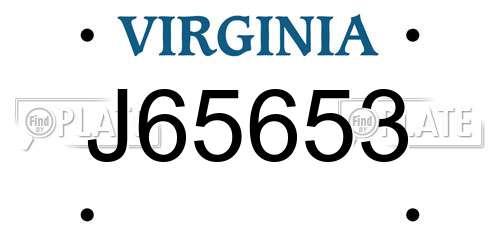 J65653 Virginia License Plate