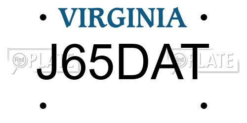 J65DAT Virginia License Plate