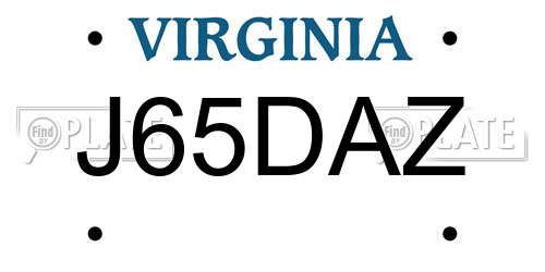 J65DAZ Virginia License Plate