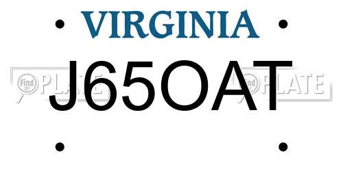 J65OAT Virginia License Plate