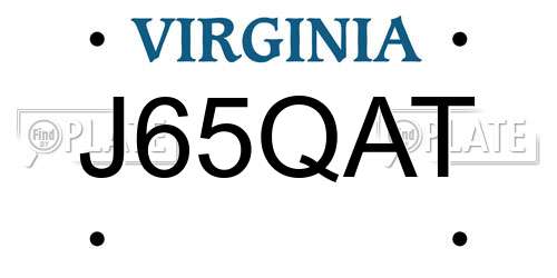 J65QAT Virginia License Plate