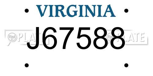 J67588 Virginia License Plate