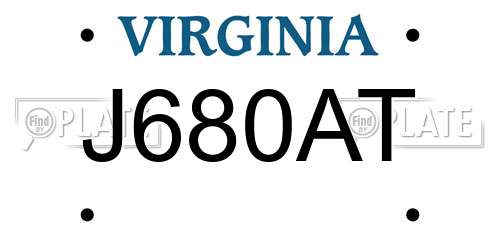 J680AT Virginia License Plate
