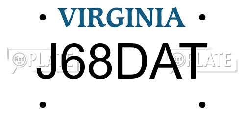 J68DAT Virginia License Plate