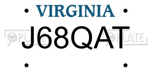 J68QAT Virginia License Plate