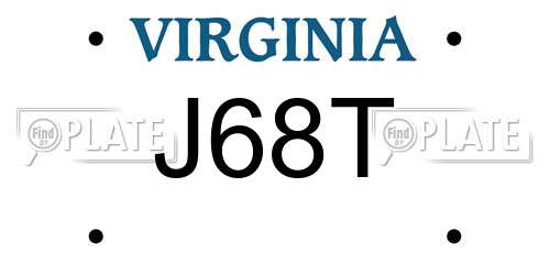 J68T Virginia License Plate