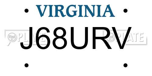 J68URV Virginia License Plate