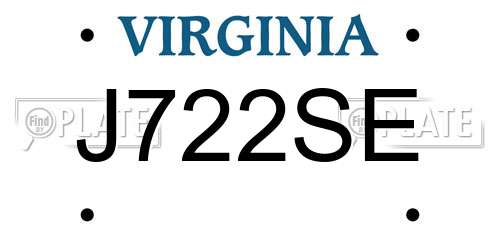 J722SE Virginia License Plate