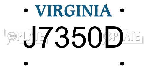 J7350D Virginia License Plate
