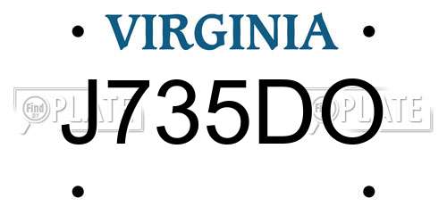 J735DO Virginia License Plate