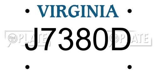 J7380D Virginia License Plate