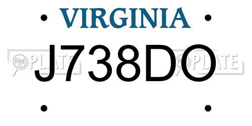 J738DO Virginia License Plate