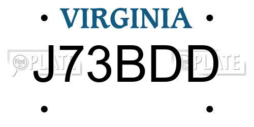 J73BDD Virginia License Plate