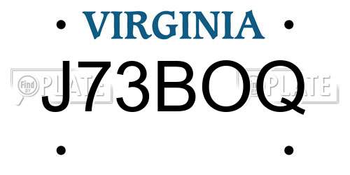 J73BOQ Virginia License Plate