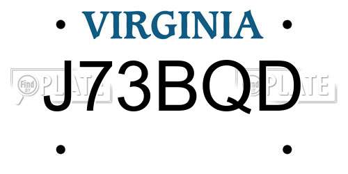 J73BQD Virginia License Plate