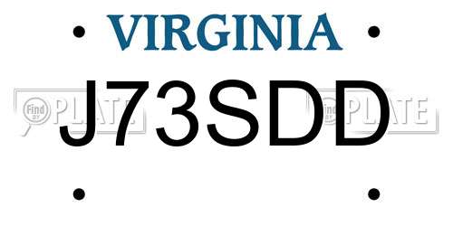 J73SDD Virginia License Plate