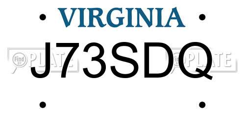 J73SDQ Virginia License Plate