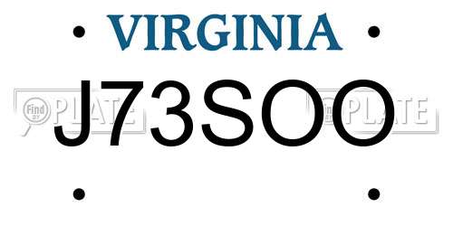 J73SOO Virginia License Plate