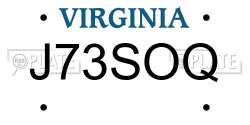 J73SOQ Virginia License Plate
