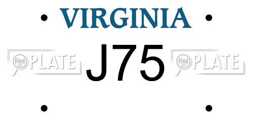 J75 Virginia License Plate