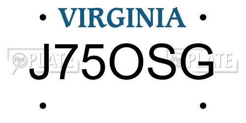 J75OSG Virginia License Plate