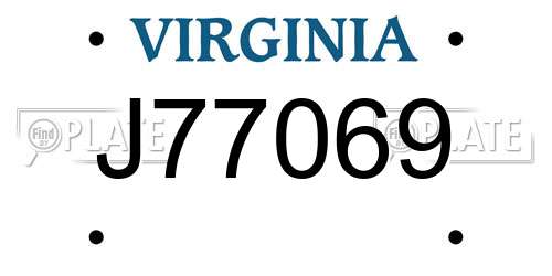 J77069 Virginia License Plate