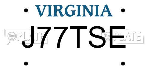 J77TSE Virginia License Plate