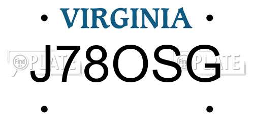 J78OSG Virginia License Plate