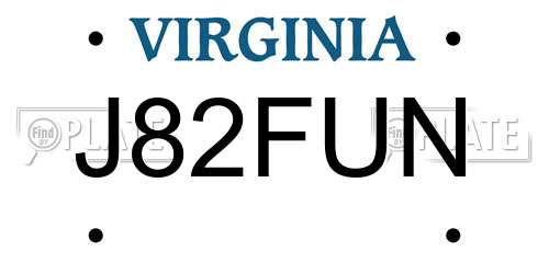 J82FUN Virginia License Plate