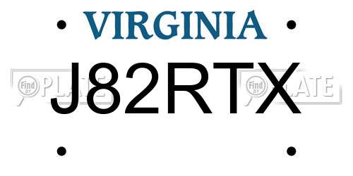 J82RTX Virginia License Plate