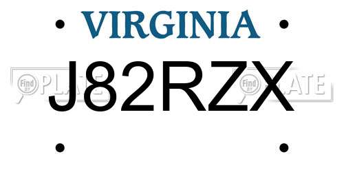 J82RZX Virginia License Plate