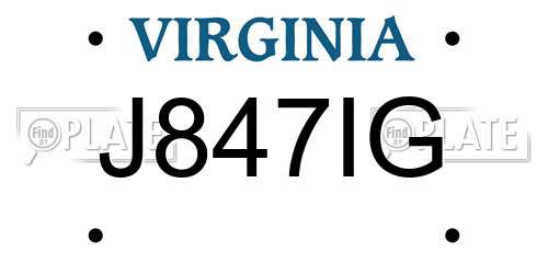 J847IG Virginia License Plate