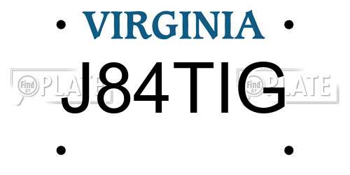J84TIG Virginia License Plate